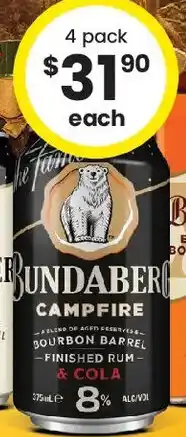 The Bottle O Bundaberg campfire rum & cola 6% cans offer