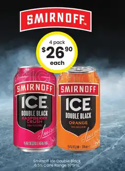 The Bottle O Smirnoff ice double black 6.5% cans range offer