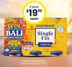 The Bottle O Gage roads single fin summer ale cans offer