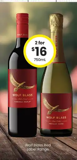 The Bottle O Wolf blass red label range offer