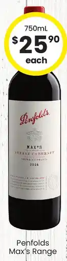 The Bottle O Penfolds max's range offer