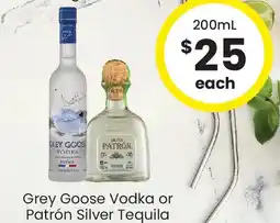 The Bottle O Grey goose vodka or patrón silver tequila offer