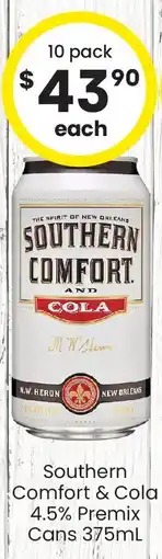 The Bottle O Southern comfort & cola 4.5% premix cans offer