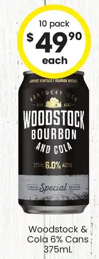 The Bottle O Woodstock & cola 6% cans offer