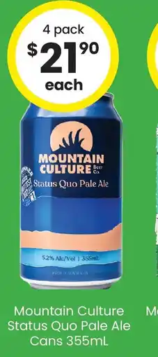 The Bottle O Mountain culture status quo pale ale cans offer