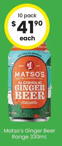 The Bottle O Matso's ginger beer range offer