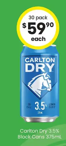The Bottle O Carlton dry 3.5% block cans offer