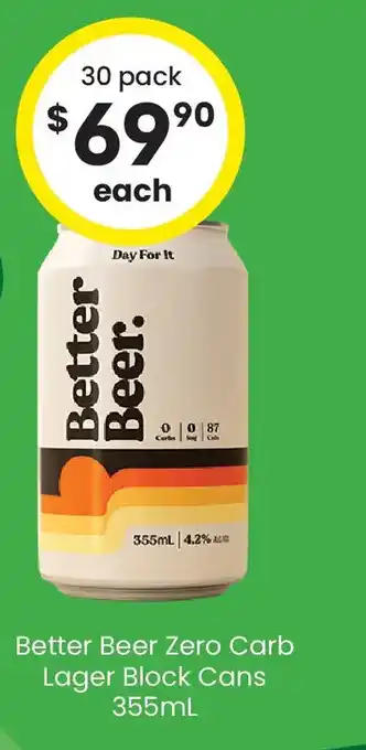 The Bottle O Better beer zero carb lager block cans offer