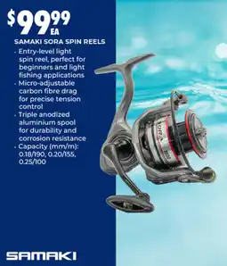 BCF Samaki sora spin reels offer