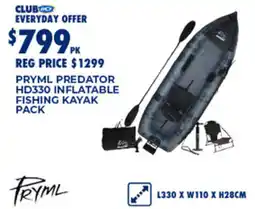 BCF Pryml predator hd330 inflatable fishing kayak pack offer