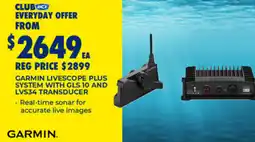 BCF Garmin livescope plus system with gls 10 and lvs34 transducer offer