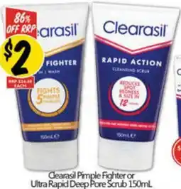 NQR Clearasil Pimple Fighter or Ultra Rapid Deep Pore Scrub offer