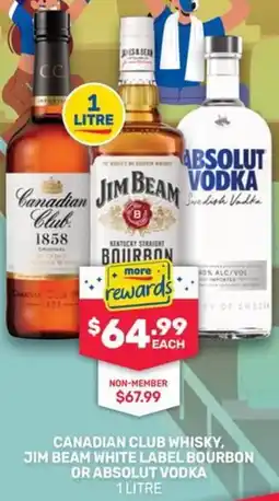 SipnSave Canadian club whisky, Jim beam white label bourbon or Absolut vodka offer