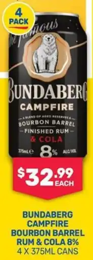 SipnSave Bundaberg campfire bourbon barrel rum & cola 8% offer