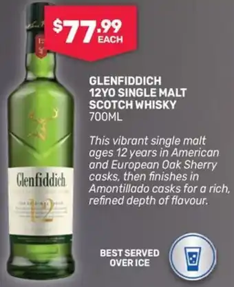 SipnSave Glenfiddich 12yo single malt scotch whisky offer