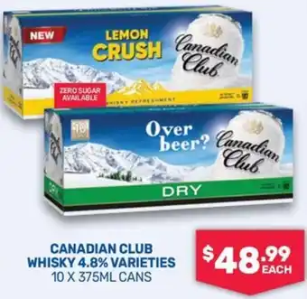 SipnSave Canadian club whisky 4.8% varieties offer
