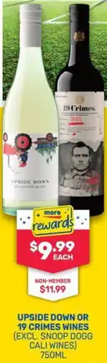 SipnSave UPSIDE DOWN OR 19 CRIMES WINES offer