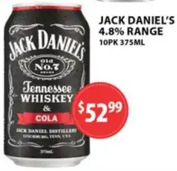 Star Liquor Jack daniel's 4.8% range offer