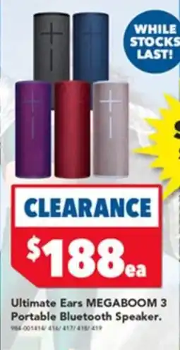 Harvey Norman Ultimate Ears MEGABOOM 3 Portable Bluetooth Speaker offer