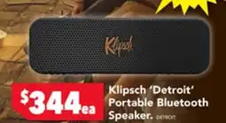 Harvey Norman Klipsch 'Detroit' Bluetooth Portable Speaker offer