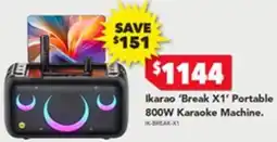Harvey Norman Break X1' Portable 800W Karaoke Machine offer