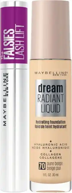 Coles Maybelline Dream Radiant Foundation 30mL or The Falsies Lash Lift Blackest Black Mascara 9.6mL offer