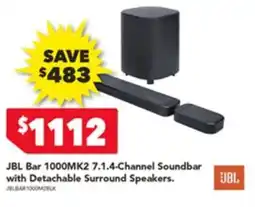 Harvey Norman JBL Bar 1000MK2 7.1.4-Channel Soundbar with Detachable Surround Speakers offer