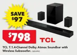 Harvey Norman TCL 7.1.4-Channel Dolby Atmos Soundbar with Wireless Subwoofer offer