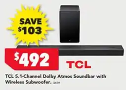 Harvey Norman TCL 5.1-Channel Dolby Atmos Soundbar with Wireless Subwoofer 65H offer