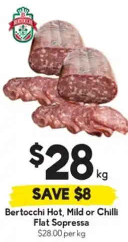 Drakes Bertocchi Hot, Mild or Chilli Flat Sopressa offer