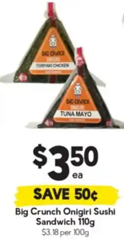 Drakes Big Crunch Onigiri Sushi Sandwich offer