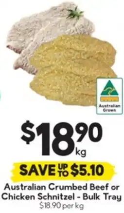 Drakes Crumbed Beef or Chicken Schnitzel offer