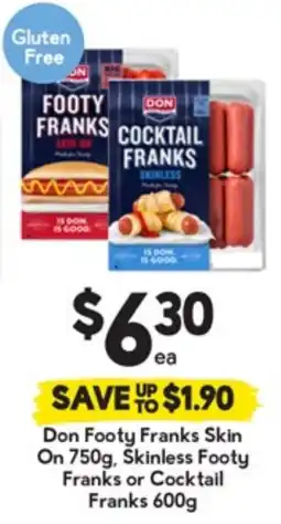Drakes Footy Franks Skin On , Skinless Footy Franks or Cocktail Franks offer
