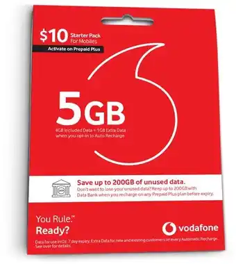 Vodafone $10 Starter Pack Activate on Prepaid Plus