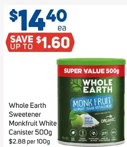 Foodland Whole earth sweetener monkfruit white canister offer