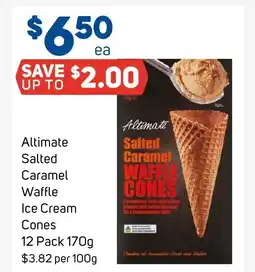 Foodland Altimate salted caramel waffle ice cream cones offer