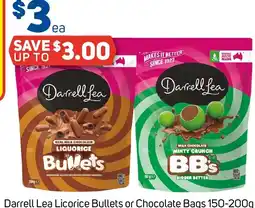Foodland Darrell lea licorice bullets or chocolate bags offer