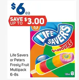 Foodland Life savers or peters frosty fruit multipack offer