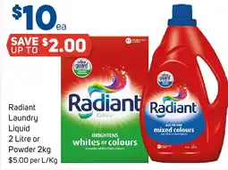 Foodland Radiant laundry liquid or powder offer
