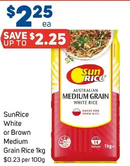 Foodland Sunrice white or brown medium grain rice offer