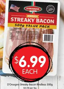 Spudshed D'orsogna streaky bacon rindless offer