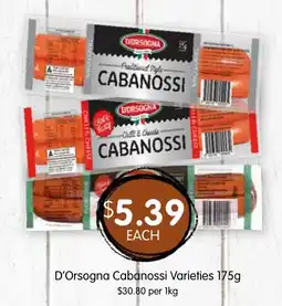 Spudshed D'orsogna cabanossi varieties offer