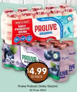 Spudshed Prolive probiotic drinks offer