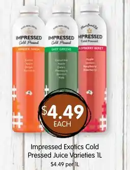 Spudshed Impressed exotics cold pressed juice varieties offer