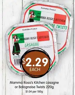 Spudshed Mamma rosa's kitchen lasagne or bolognaise twists offer