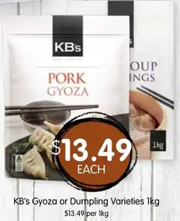 Spudshed Kb's gyoza or dumpling varieties offer