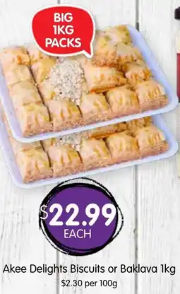 Spudshed Akee delights biscuits or baklava offer