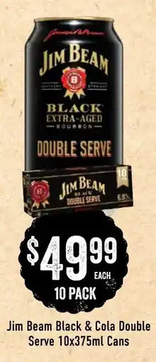 Spudshed Jim beam black & cola double serve offer