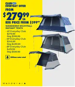 BCF Wanderer nightfall instant tents offer