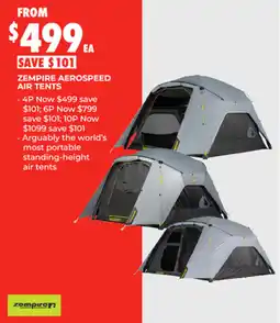 BCF Zempire aerospeed air tents offer